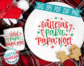 Weihnachtsmann-Platten-Design SVG: Galletas Para Papa Noel Cut-Datei (Digitale Datei)