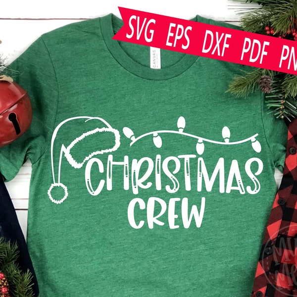 Christmas Crew Svg Eps Dxf Png Cut File,  Christmas Svg Santa Hat, Family Matching Shirts - MM2501 Commercial Use