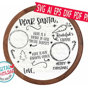 Caro Babbo Natale, il nostro vassoio per biscotti preferito in formato SVG EPS PNG PDF, file di taglio, vassoio di Babbo Natale rotondo in formato SVG - M1201 per uso commerciale