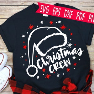 Christmas Crew Svg Eps Dxf Png Cut File,  Christmas Santa Hat Svg Design, Family Matching Shirts - MM2547 Commercial Use
