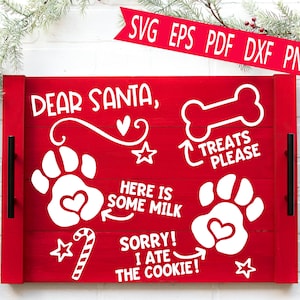 Bandeja de Papai Noel para Cachorro (SVG, EPS, PNG, PDF) Arquivo de Corte, Design de Bandeja de Petiscos de Natal para Animais de Estimação, Arquivo Digital - MM221