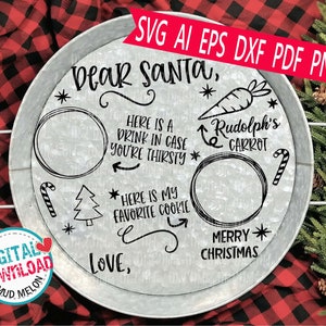 Dear Santa MY favorite Cookie Tray Svg Eps Png Pdf Cut File, Round Circle Santa Tray Svg - M1224 Commercial Use