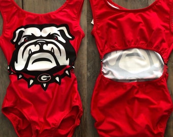 NWT Georgia GymDogs BullDogs Red Soft Sublime Dawg College Gymnastics Leotard Child Sizes