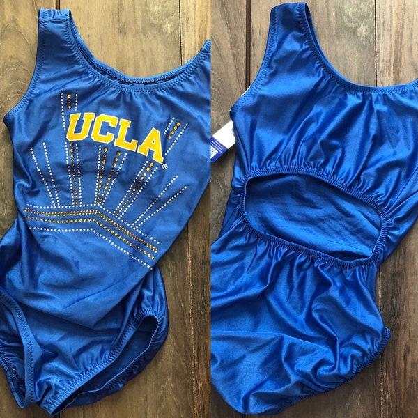 NWT UCLA Blue Rhinestones Officially Licensed Gymnastics Leotard Child & Adult Sizes