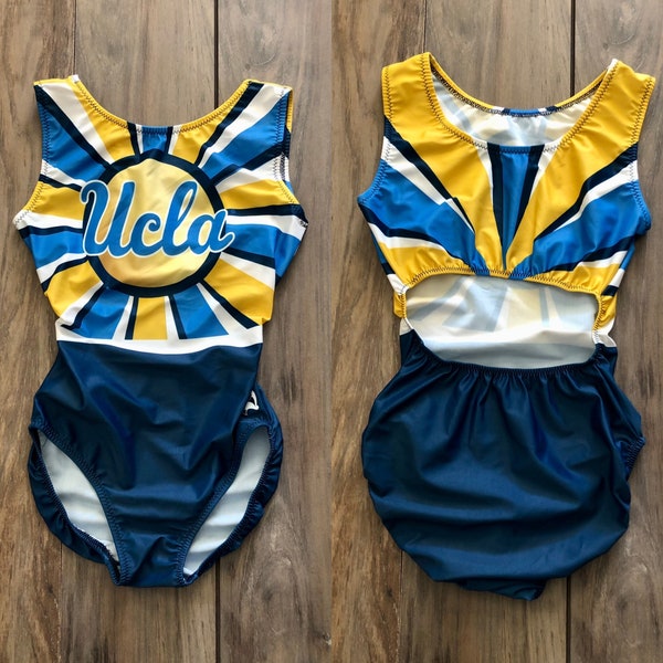 NWT UCLA Officially Licensed Blue Yellow Gymnastics Leotard Child, Teen & Adult Sizes