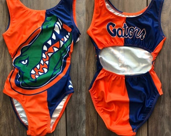 NWT University of Florida Gators Royal Blue Orange Soft Sublime College Gymnastics Leotard Child & Adult