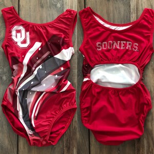 NWT NCAA Oklahoma University OU Sooners Officially Licensed Gymnastics Leotard Child & Adult Sizes