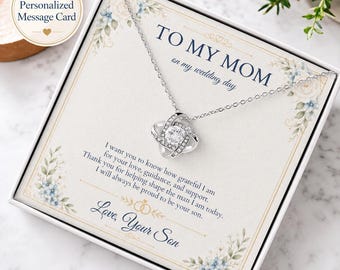 Mother of the Groom Necklace from Son | Wedding Day Gift for Mom | Personalized Message Card Necklace