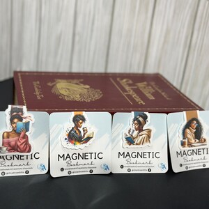 Magnetic Bookmarks - Girls Reading Designs - Cute & Aesthetic Book Lover Gift - 1.5&quot; x 2&quot;