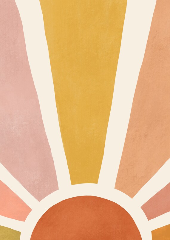 Mid Century Modern Art Sun Burst Poster Abstract Sun Art Printable Boho Digital Print Sun Wall Art Boho Art Prints Bohemian Wall Decor