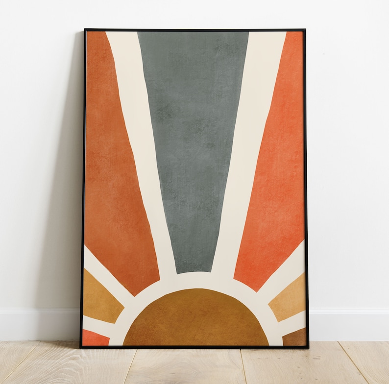 Mid Century Modern Art Sun Burst Poster Abstract Sun Art Printable Boho Digital Print Sun Wall Art Boho Art Prints Bohemian Wall Decor