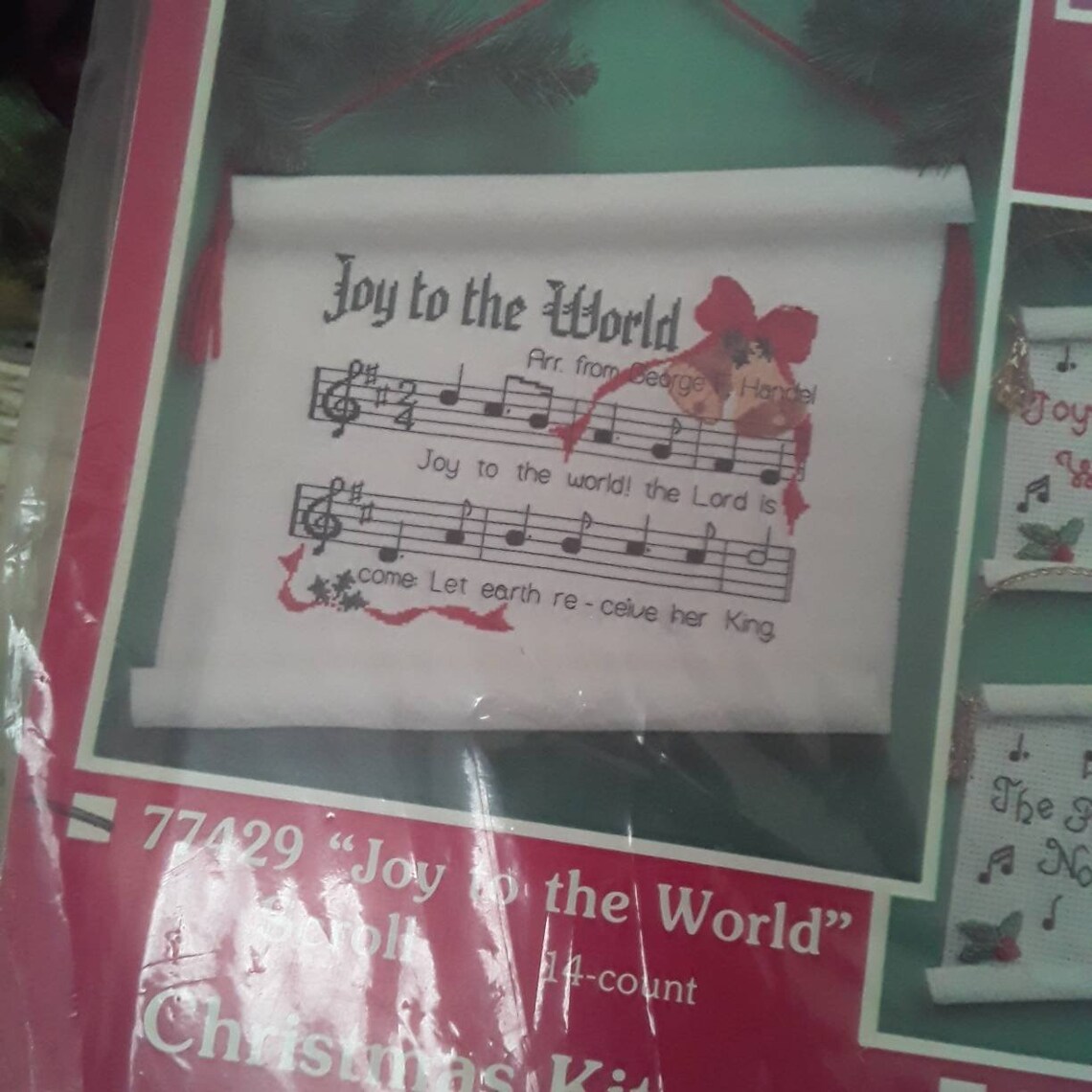 Vintage Mary Maxim Christmas Counted Cross Stitch Scrolled Joy Etsy