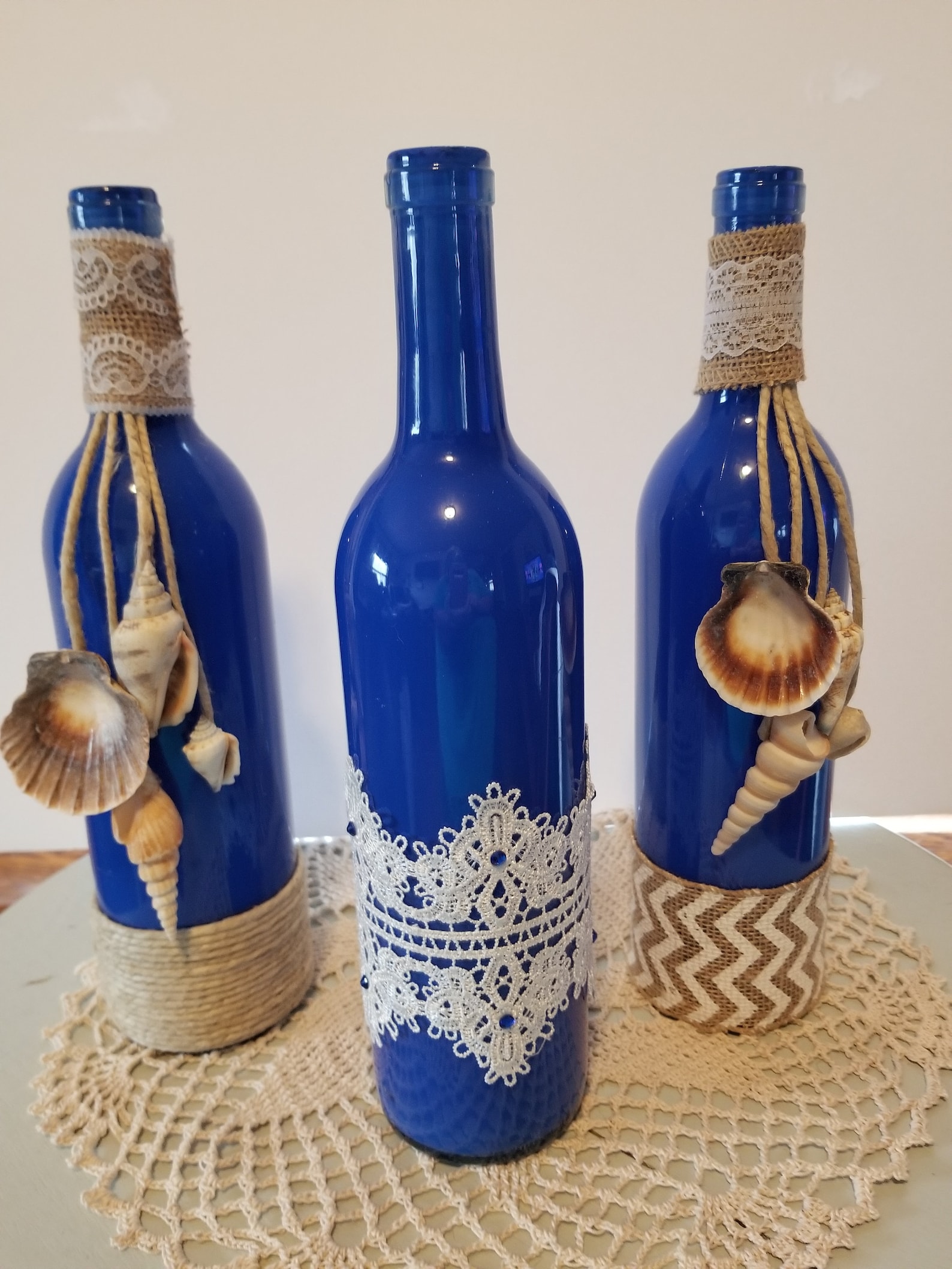 Decorative Wine Bottles in Blue Etsy