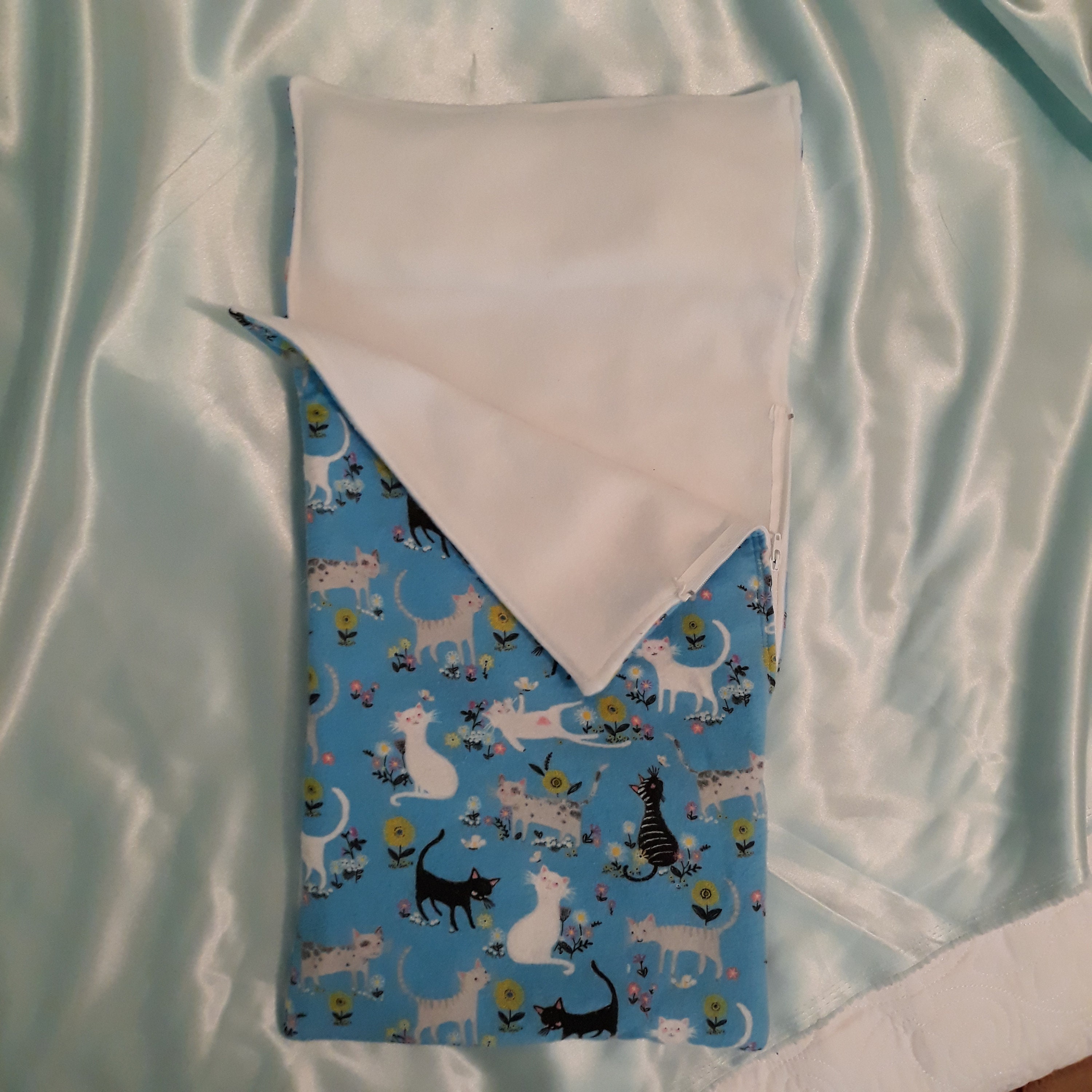 Sleeping Bag in Medium Blue Flannel Patterned With Playful - Etsy