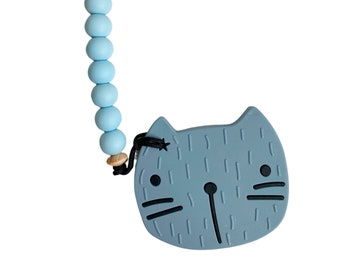 Ash Blue Pacifier clip and teether set