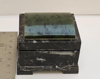 Amazing Nephrite and Black Marble Jewelry Box. (One of a kind!)