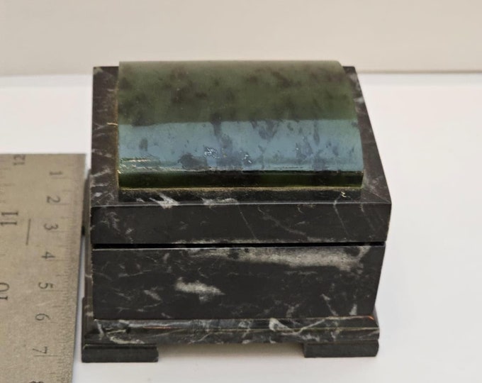 Amazing Nephrite and Black Marble Jewelry Box. (One of a kind!)