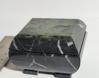 Nephrite and Black Marble Square Jewelry Box House Hold Gift Gemstone Accessory Gemstone Gift for Friend