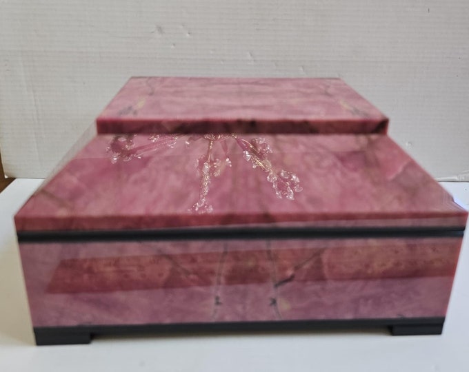 Rhodonite large hinged Jewelry Box, from Russia. Perfect Household Gift!