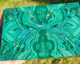 Handcrafted Chrysocolla-Malachite Jewelry Box – Russian Gemstone Decor