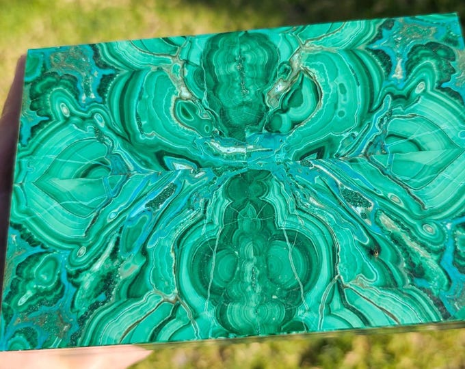 Chrysocolla-Malachite Jewelry Box – Handcrafted Russian Gemstone Box, Unique Crystal Jewelry Case, Natural Stone Decor, Collectible Gift