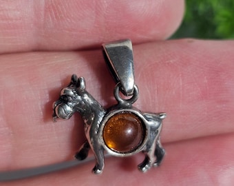 Silver & Amber Terrier Dog Pendant – Handmade Dog Lover’s Gift, Unique Pet Jewelry