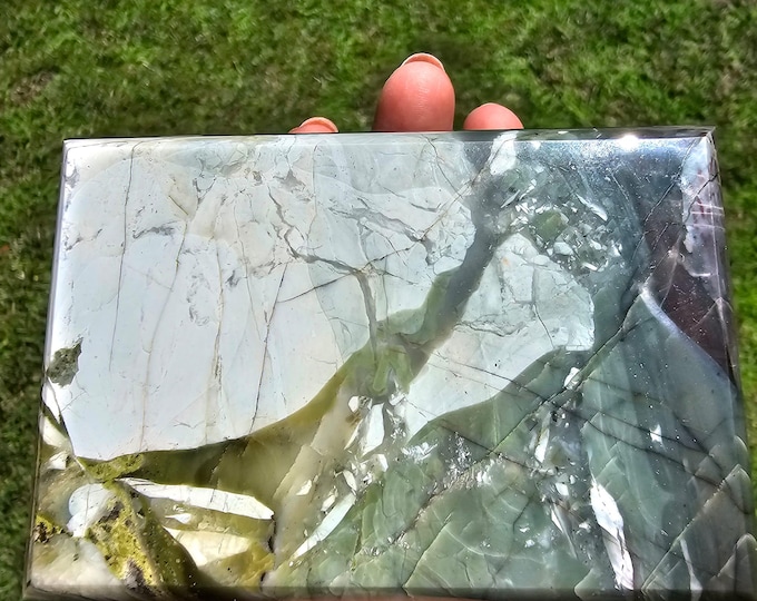 Natural Green & White Jasper with Black Marble Jewelry Box | Handcrafted Stone Keepsake | Elegant Gemstone Gift