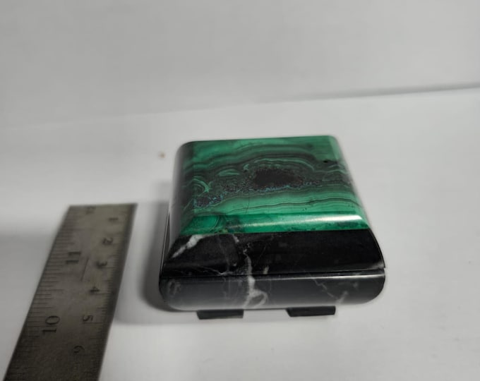 Malachite and Black Marble Square Jewelry Box! (One of a kind!)