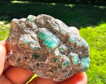 Green Beryl in Mica from Russia Emerald Gemstone Green Emerald Crystal Gift Gemstone