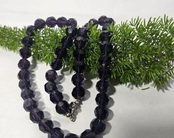 Natural Amethyst Beaded Necklace Faceted Purple Crystal February Birthstone Jewelry Gift