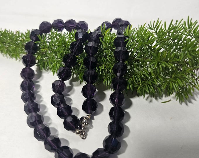 Natural Amethyst Beaded Necklace Faceted Purple Crystal February Birthstone Jewelry Gift