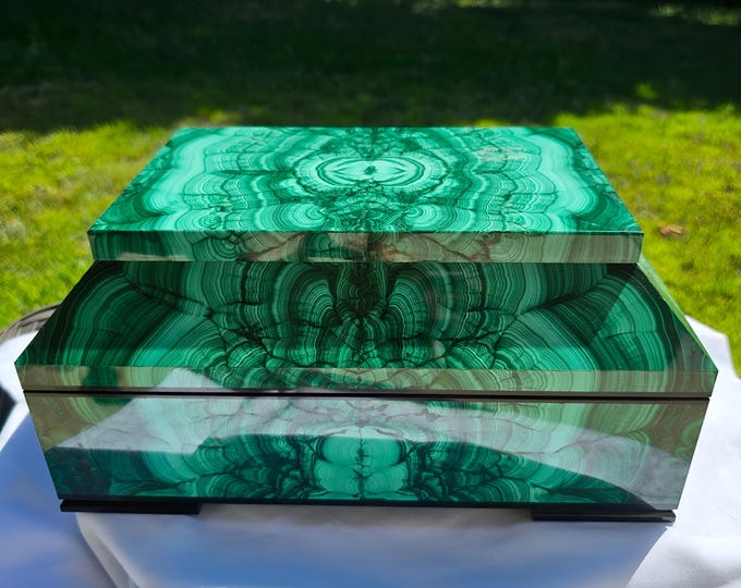 Malachite Jewelry Box from Russia Malachite Gemstone Gift Handmade Gift Rare Gemstones