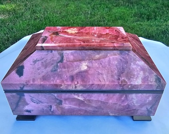 Rhodonite vintage  Jewelry Box, from Russia. Perfect Household Gift Gemstone Red and black stone