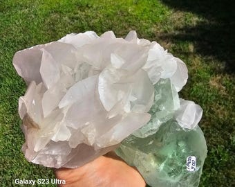 Rare Calcite with Fluorite Gemstone Natural Healing Crystal for Energy Decor and Jewelry Lovers!
