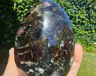 Polished Eudialyte Astrophyllite Egg, Aegirine Sodalite Nepheline Crystal, Rare Mineral Specimen, Home Decor