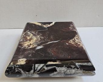 Handmade Jasper & Black Marble Hinged Jewelry Box