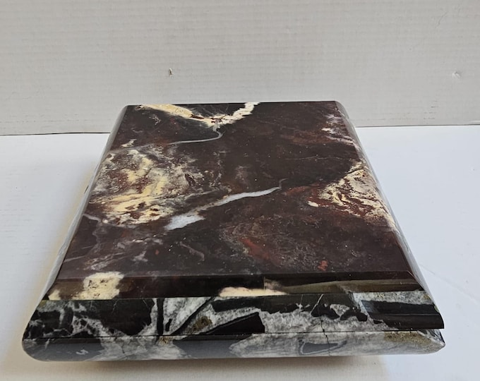 Jasper and Black Marble hinged jewelry Box. (Amazing handmade house decoration gift!)