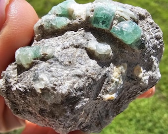 Green Beryl in Mica from Russia Emerald Gemstone Green Emerald Crystal Gift Gemstone