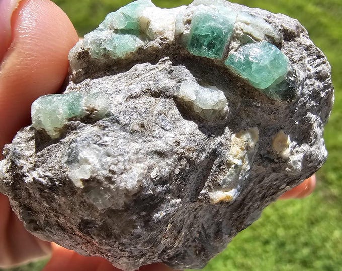 Green Beryl in Mica from Russia Emerald Gemstone Green Emerald Crystal Gift Gemstone