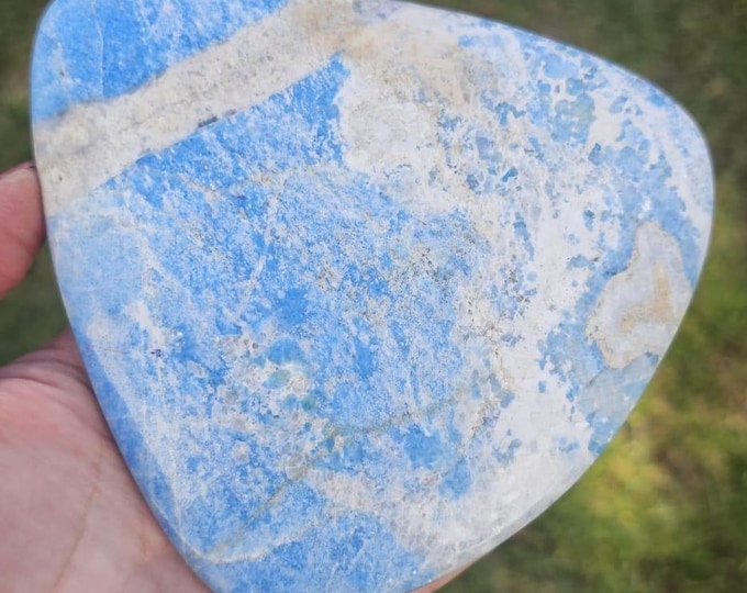 Violane Blue Diopside Polished Stone - Rare Natural Blue Mineral Display