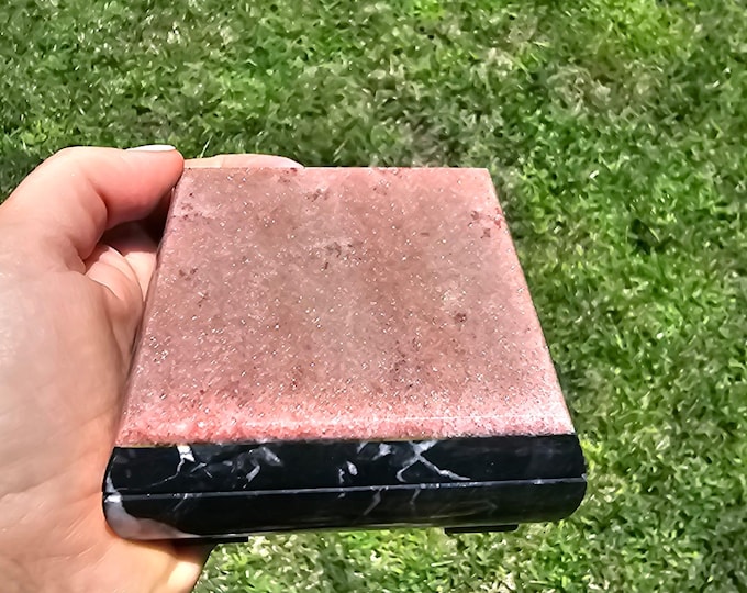 Natural Red Jasper & Black Marble Jewelry Box | Handcrafted Stone Keepsake | Elegant Gemstone Gift