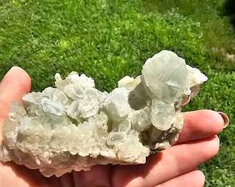 Green Quartz Fluorite Apophyllite 218.4g Raw Crystal Cluster Healing Mineral Specimen for Reiki Decor