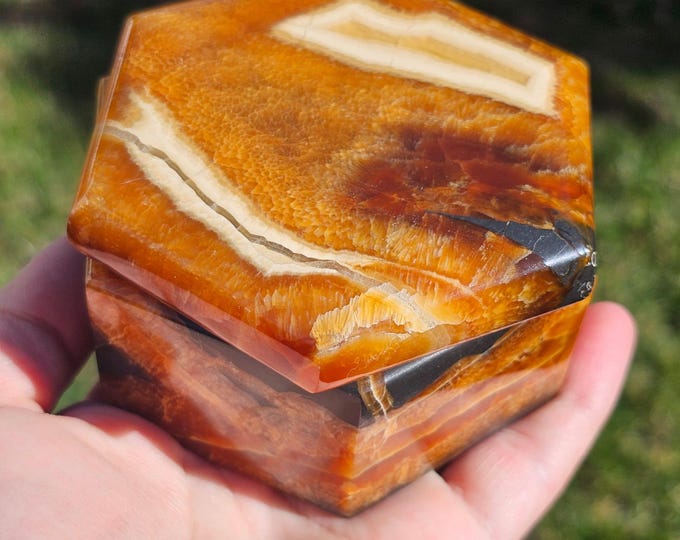 Simbircite Jewelry Box – Handmade Gemstone Trinket Box, Fossil Stone, Unique Gift for Her, Luxury Crystal Storage Box, Russian Mineral Decor