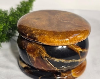 Simbircite Jewelry Box – Handmade Gemstone Trinket Box, Fossil Stone, Unique Gift for Her, Luxury Crystal Storage Box, Russian Mineral Decor