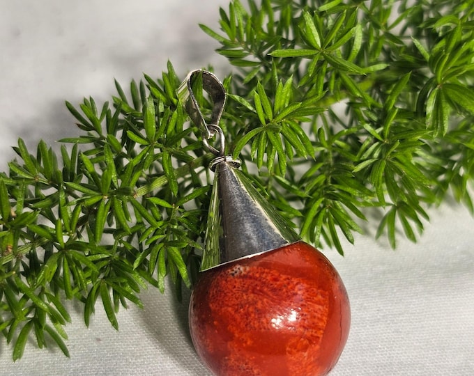 Red Coral and Silver Pendant – Natural Ocean Gemstone Necklace, Handmade Jewelry Gift, Boho Coastal Statement Piece