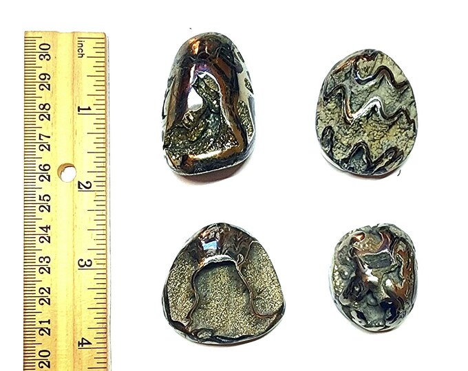 Pyritized Ammonites Cabochon from Volga River, Ulyanovsk City Region,  Russia. (160 Million Years Old).(Price for 1 piece!)