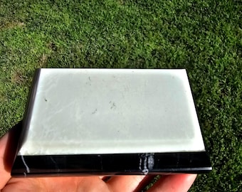 Cacholong Black Marble Jewelry Box – White Opal Stone Keepsake Storage (3.92in)