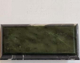 Gorgeous Nephrite with Black Marble Rectangle Jewelry Box. (Handmade, one of a kind!)