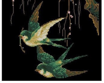 Kruissteekpatroon Vogels PDF. Woondecoratie, verjaardagscadeau.