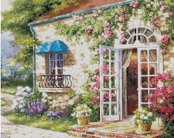 Cross stitch pattern garden, embroidery garden, wall decor, home decor, birthday gift